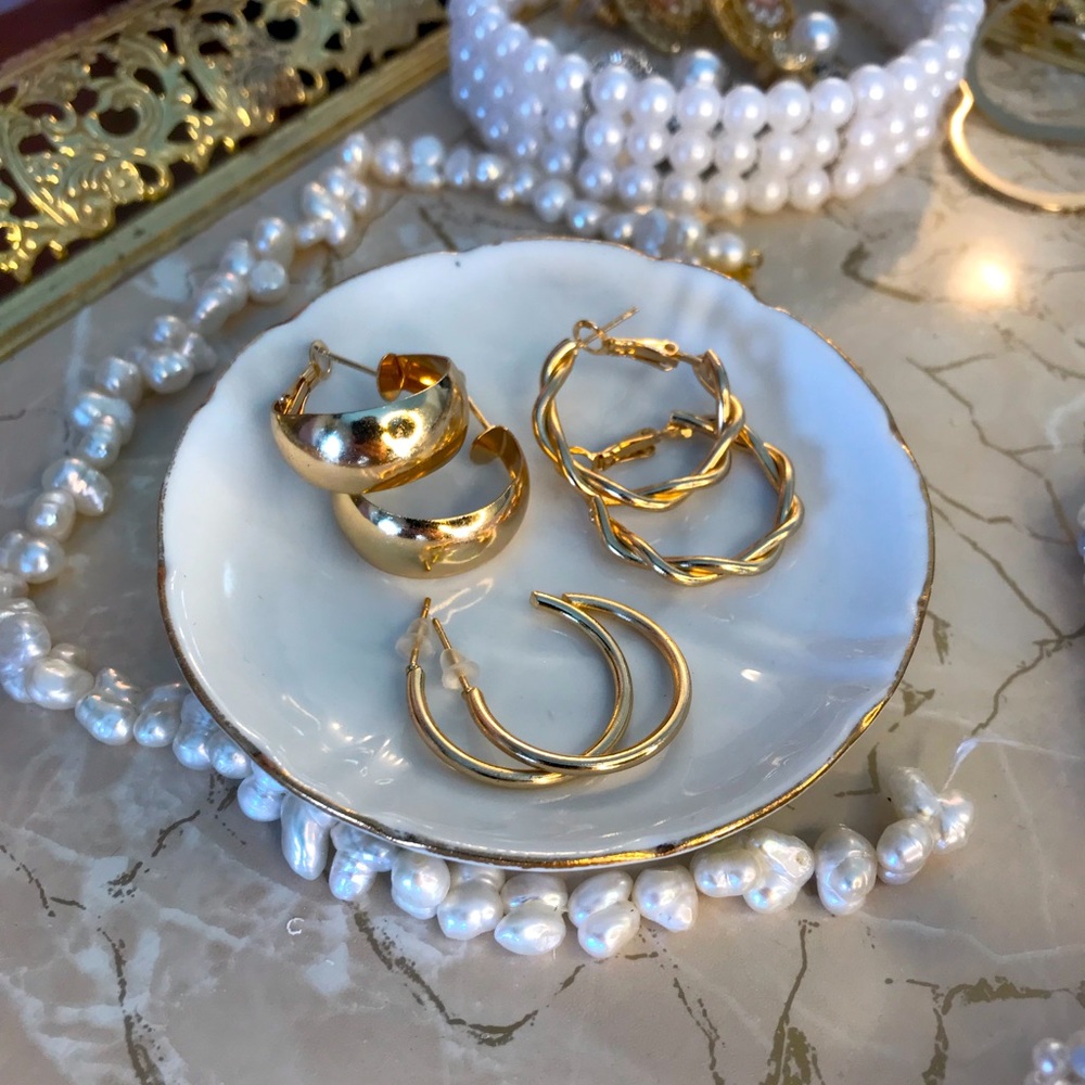 3 Pairs of wild fable Gold Tone Earrings ✨